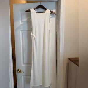Sleeveless White Maxi Dress Cover-Up with Side Knot